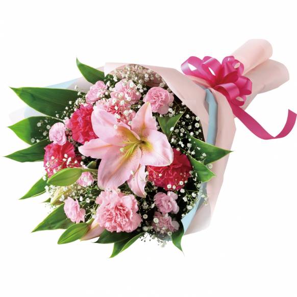 花キューピット加盟店 店舗名：花の店百花園
フラワーギフト商品番号：521351
商品名：ピンクユリの花束